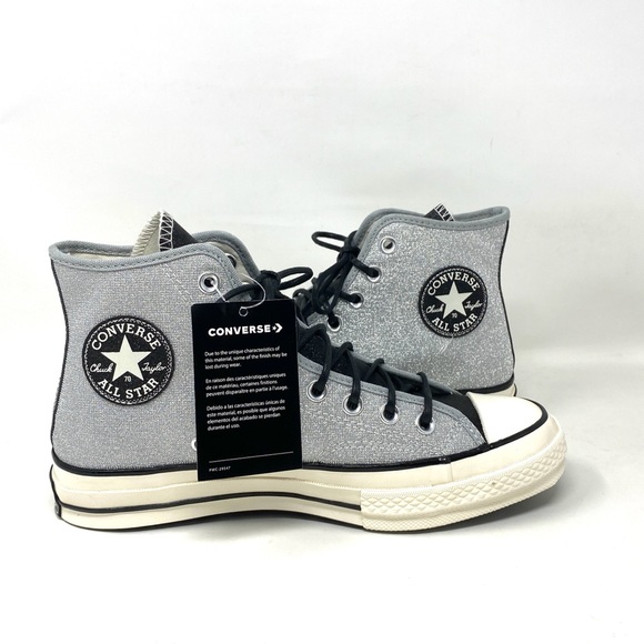 Converse Chuck 70 Sneakers High Top Silver Black Casual Skate Women Size 572038C - Picture 2 of 8